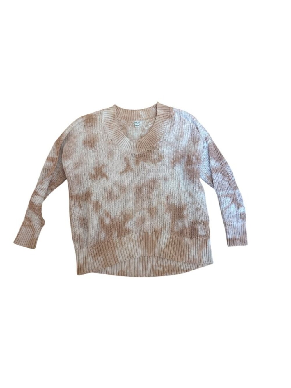 Aerie Womens Sweater XS Tie-Dye Knit Beige Long Sleeve Soft Pullover Cozy Fall